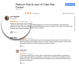 Tulsa pest control Platinum Pest And Lawn Landing Google Reviews